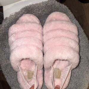 Pink Ugg open toe Fuzzy Slippers